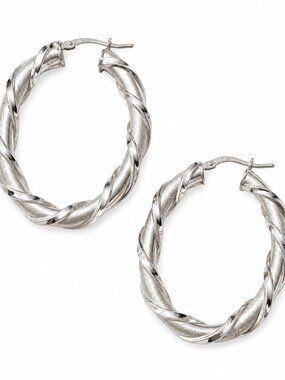 Dobbs Sterling Silver Twisted Hoop Earrings 1.75" | Bold Statement Hoops